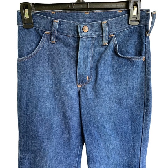 Vintage Wrangler Bell Bottom Blue Jeans 70s Embroidered U Turkey Women’a 27” - Picture 5 of 12